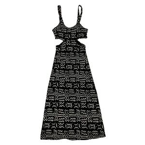 Black and White Mud Cloth Print Cut Out Dress | US Size M
